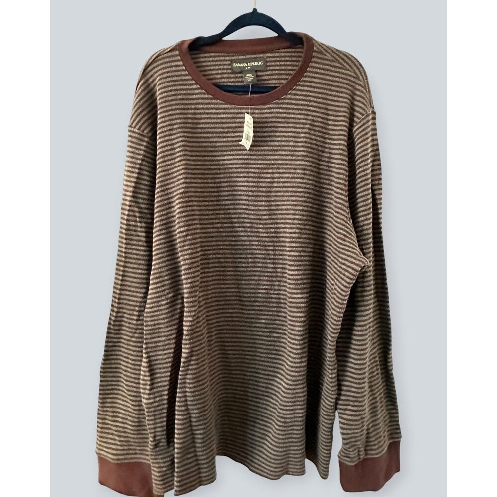 NEW - Two - Banana Republic Striped Long Sleeve Crew Neck Knit MenT-Shirts XXL